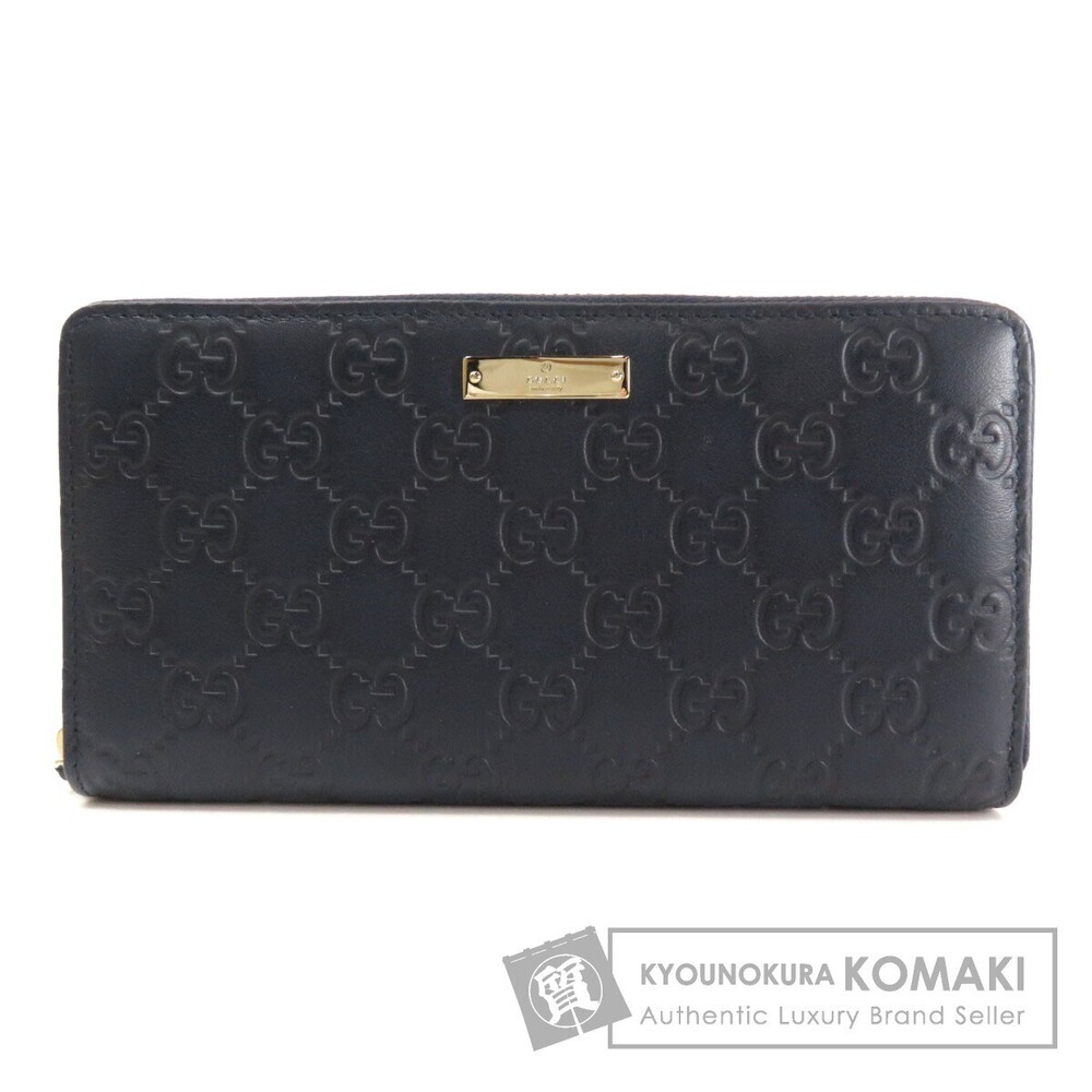 Gucci Logo Plate Long Wallet Leather